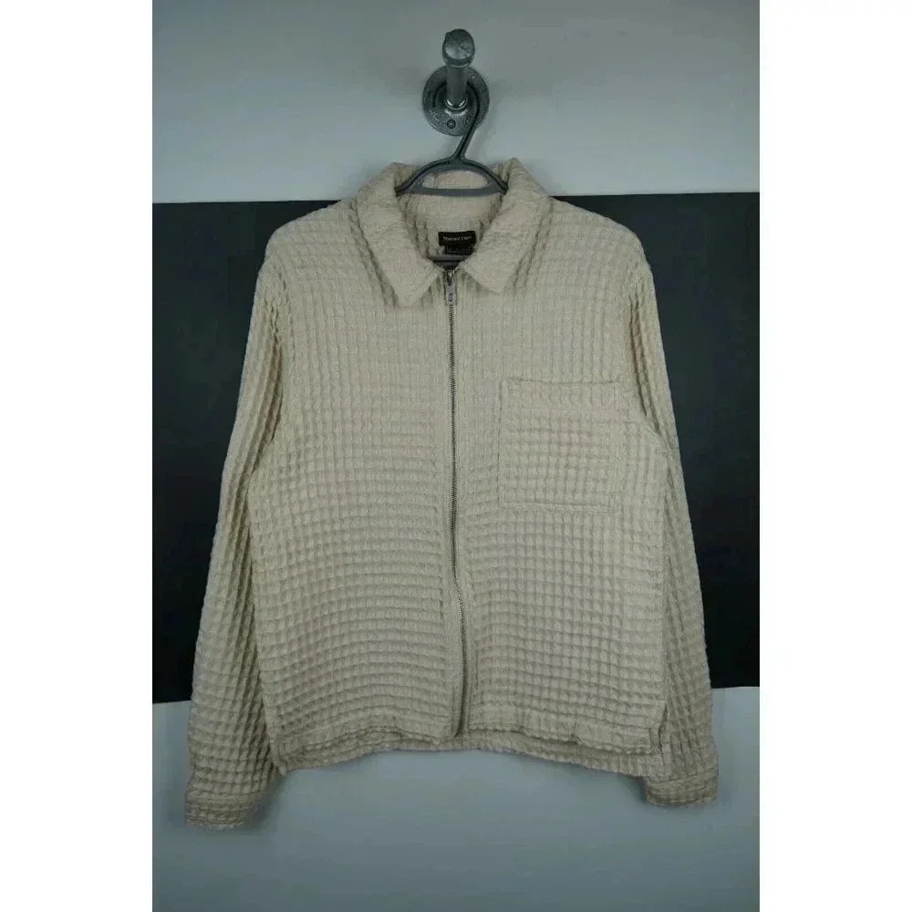 Waffle Shirt Full Zip Collared Flannel Tan M | Item #718